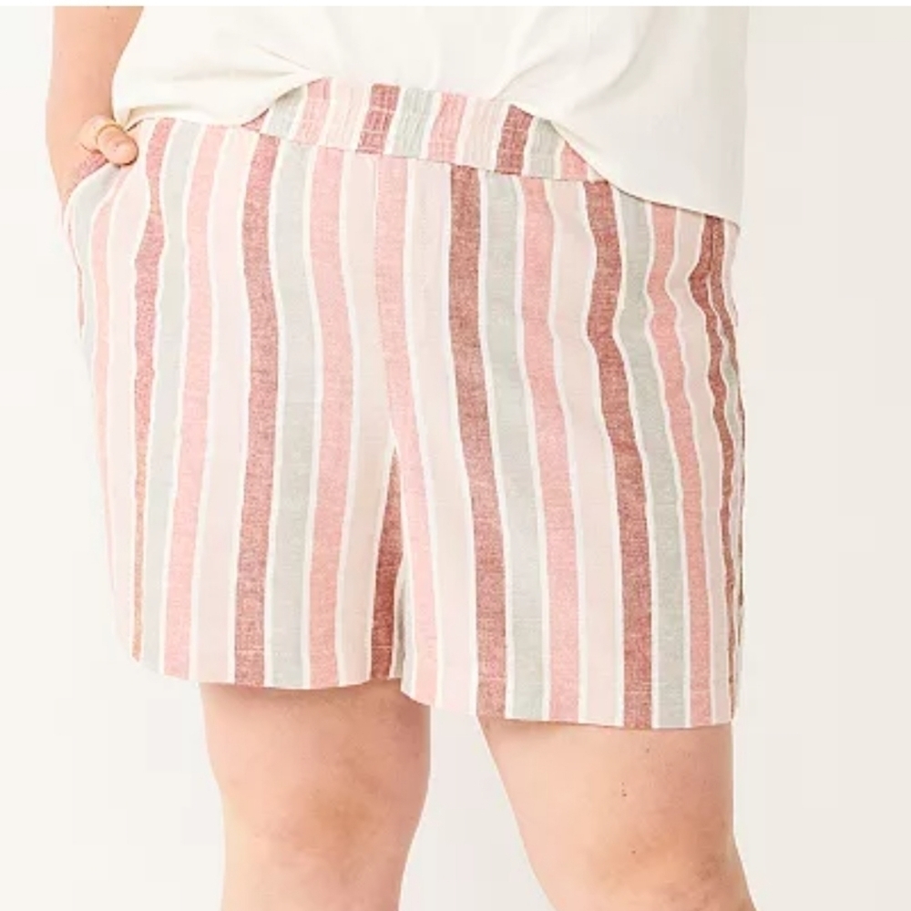Size 4X Shorts Linen blend Boyfriend cut Pockets Elastic waistband SONOMA NWT - Picture 2 of 16